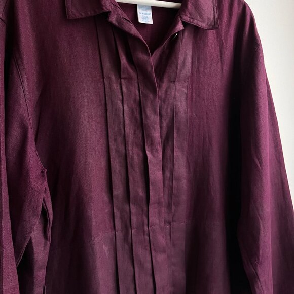 Kenzo Paris Deep Purple Linen Button Top - Picture 8 of 10